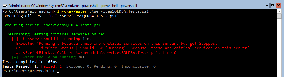 Pester Multiple Services - SQLDBAwithBeard - Remote Fail